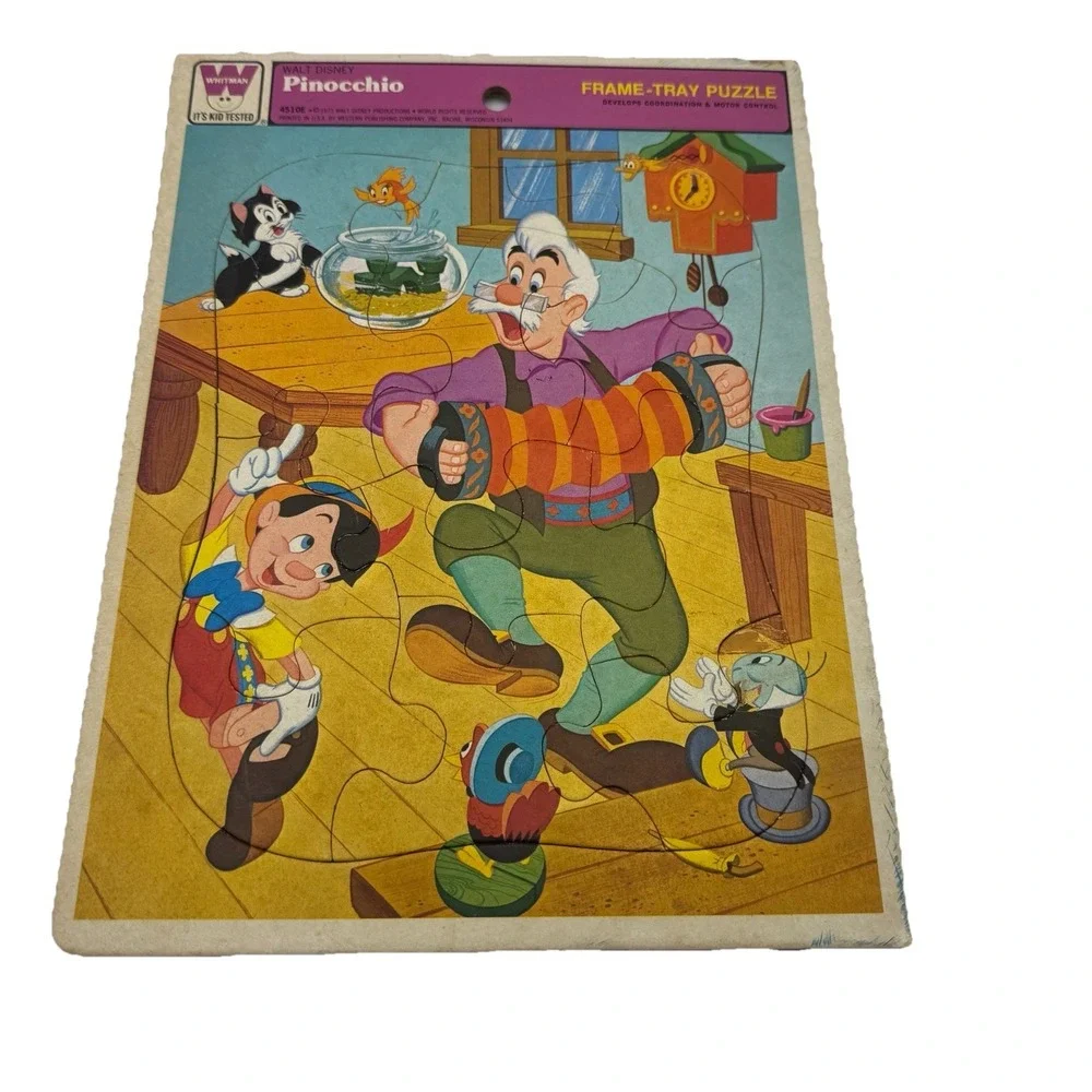Vintage 1973 Walt Disney Pinocchio and Friends Frame Tray Puzzle‎ 4510E